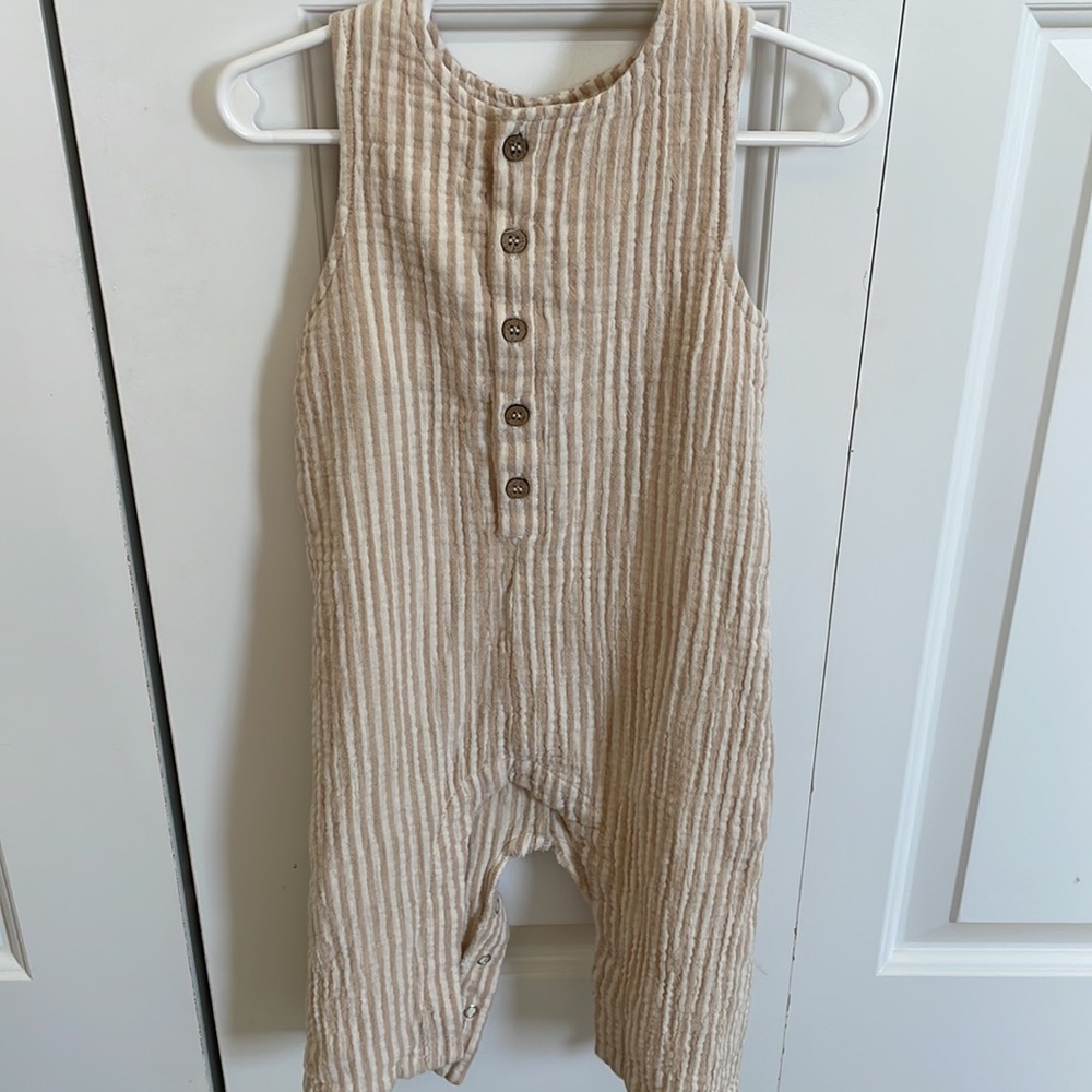 Rylee and Cru Striped Button Jumpsuit